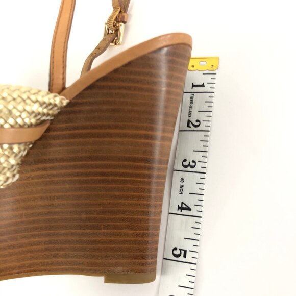 COACH WEDGE PLATFORM SANDALS GOLD BROWN SIZE 7.5 - Picture 8 of 8